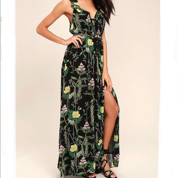 Lulus Leaf Your Mark Black Floral Print Maxi Dress - Picture 2 of 9